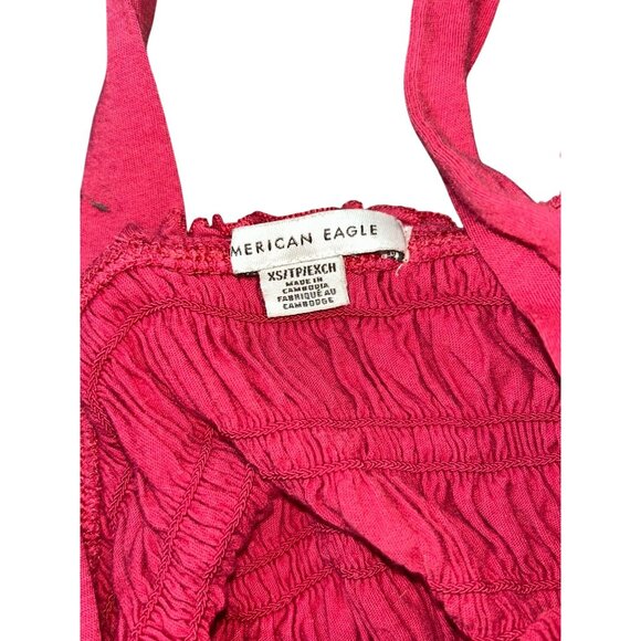 American Eagle Womens Smocked Cropped Tank Top‎ XS Y2K 2k5 milipili - Picture 9 of 9